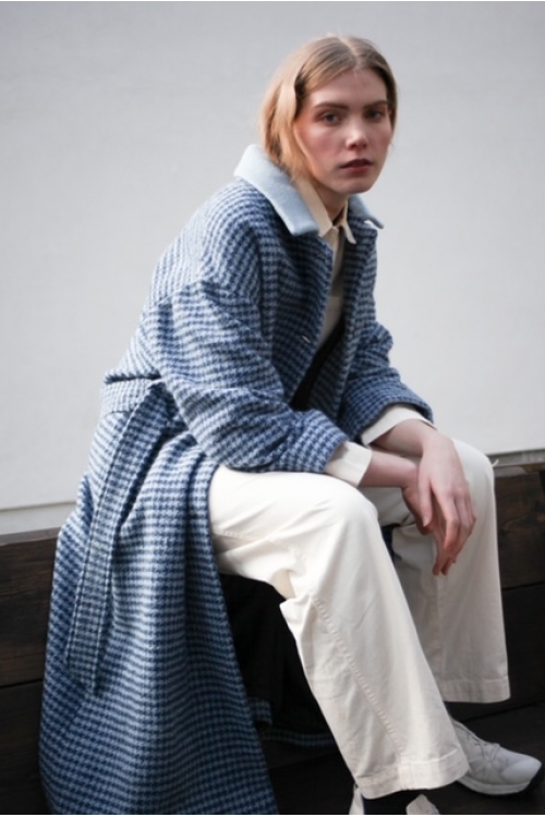 Belter Coat - Blue Houndstooth