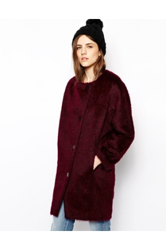 DARK RED COCOON COAT