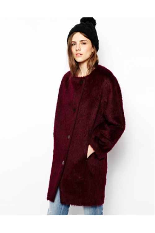 DARK RED COCOON COAT