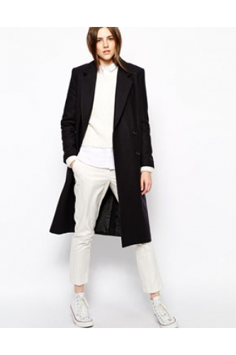 NAVY herringbone HACKNEY COAT