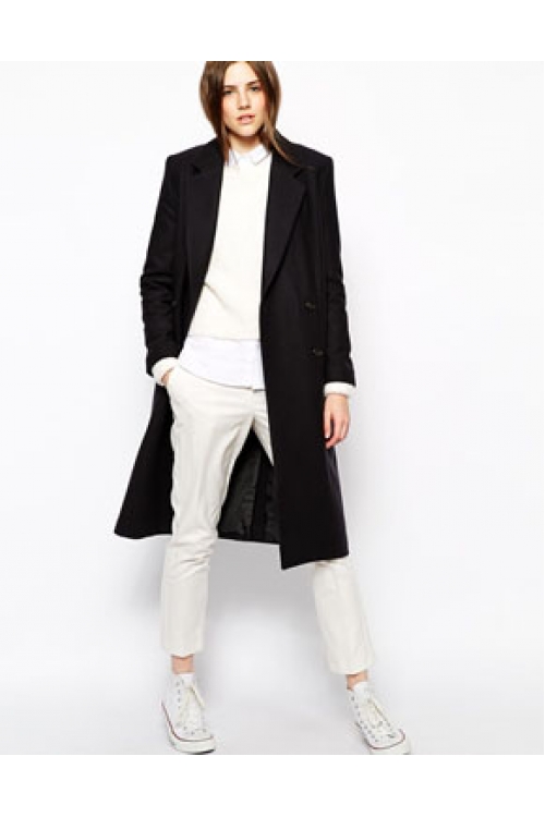 NAVY herringbone HACKNEY COAT