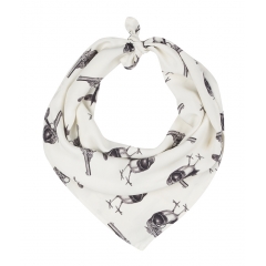 GUN-SPARROW SILK SCARF, MONOCHROME GUN-SPARROW SILK SCARF, MONOCHROME